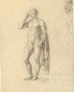 Nackte männliche Figur (klassisch) zeigt linke (?) Seite