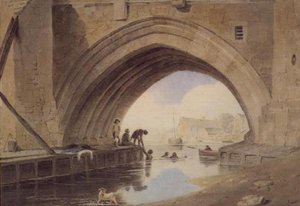 Kinder schwimmen unter der Ouse-Brücke in York von John Varley