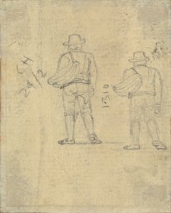 Zwei Studien einer Figur mit einem Korb (verso) von John Varley