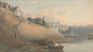 Ansicht von Chepstow Castle, Monmouthshire, von unter der Brücke