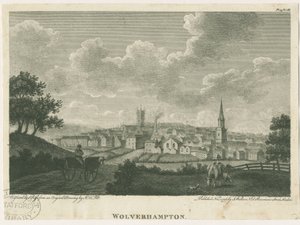 Wolverhampton - Südwestansicht: Gravur, undatiert [ca. 1796] von John Walker