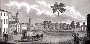 Zentraler Teil von Pittsfield, Massachusetts, aus Historische Sammlungen von Massachusetts, von John Warner Barber, graviert von S. E. Brown, 1839 von John Warner Barber
