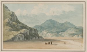 Blick auf die Fraeth Mawr Sands, in Richtung Snowdon, beim Überqueren zwischen Penmorsa & Cynant, Merionethshire, 21. Juli 1795 von John Warwick Smith