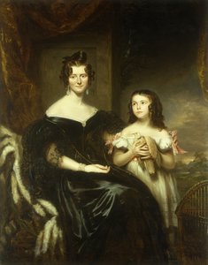 Porträt einer eleganten Dame und ihrer Tochter von John Watson Gordon
