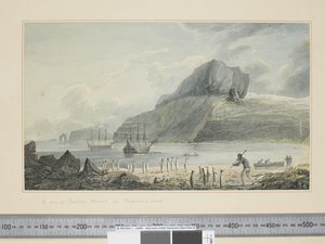 Ansicht des Weihnachts-Hafens im Kerguelenland von John Webber