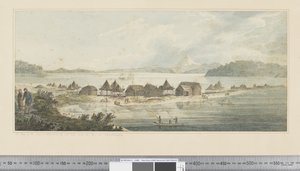 F.41 Eine Ansicht der Stadt und des Hafens von St. Peter und St. Paul in Kamtschatka, um 1783-84 (Aquarell) von John Webber