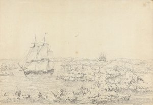 Die Resolution durchbricht das Eis, mit der Discovery in größter Gefahr in der Ferne von John Webber