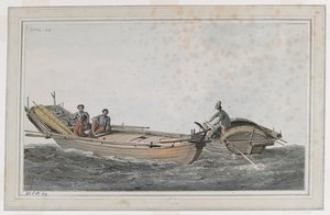 Zwei kleine Boote, mit drei Figuren in einem und zwei im anderen von John Webber
