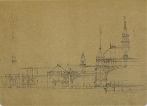 Gebäude der Weltausstellung in Chicago, Illinois, Höhenriss von John Wellborn Root