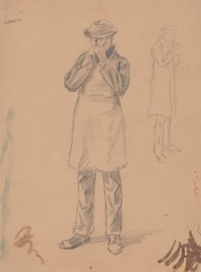 Karikatur von sich selbst und von E. A. Abbey (recto); Zwei Studien eines stehenden Mannes (verso) von John White Alexander
