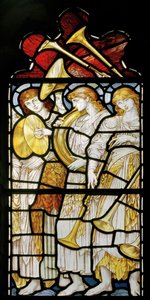 Musikalische Engel, Te Deum, Ostfenster, ca. 1888 (Buntglas)