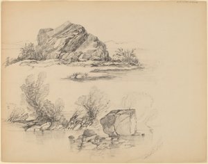 Felsen entlang eines Seeufers [recto] von John William Casilear