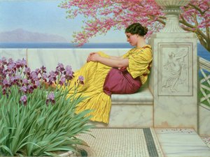 Unter der Blüte, die am Ast hängt, 1917 von John William Godward
