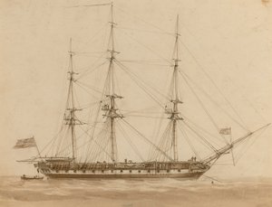 Eine britische Fregatte an ihrem Anker von John Wilson Carmichael