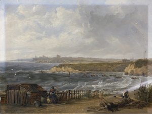 Cullercoats Blick Richtung Tynemouth - Flut