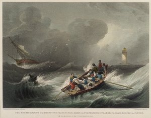 Die heldenhafte Rettung der Passagiere und Besatzung des Dampfschiffs Forfarshire durch Grace Darling und ihren Vater am Morgen des 7. September von John Wilson Carmichael