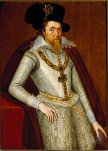 Porträt von Jakob I. von England und VI. von Schottland, Ritter des Hosenbandordens, ca. 1610