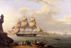 Verlassen des Grand Harbour von Giovanni Schranz 19. Jahrhundert