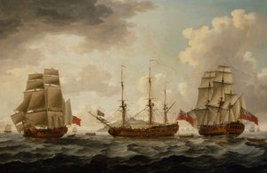 H.M.S. Tyrall in drei Positionen vor Antigua