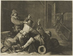Drei Männer, die in einem Innenraum kämpfen von Jonas Suyderhoef