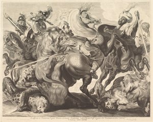 Eine Löwenjagd von Jonas Suyderhoff after Sir Peter Paul Rubens