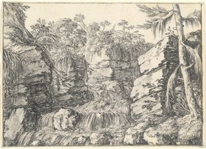 Ein Wasserfall zwischen felsigen Klippen