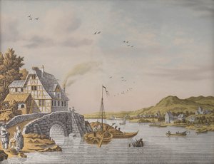 Häuser entlang eines Flusses