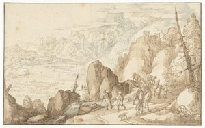Landschaft mit Reisenden