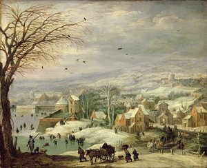 Dorflandschaft im Winter, ca. 1615-20 von Joos or Josse de Momper