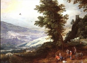 Weite Landschaft mit Bauern
