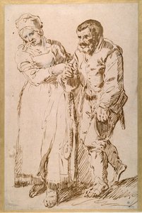 Die Schritte eines alten Bauern, geführt von seiner Frau von Joos van (attr. to) Craesbeeck