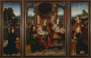 Die Heilige Familie, ca. 1530, Triptychon von Joos van Cleve