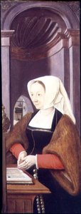 Frau eines Stifters (Flügel eines Triptychons) von Joos van Cleve