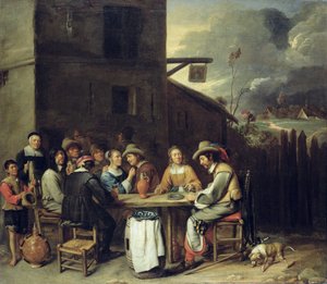 Gesellen, die vor einer Taverne zechen, 1640-50 von Joos van Craesbeeck