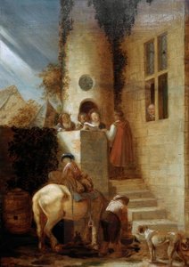 Die Ankunft des Reiters mit einem Dokument von Joos van Craesbeeck