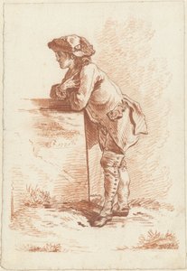 An einen Stein gelehnter junger Mann von Jordanus Hoorn