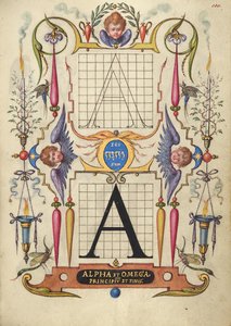 Anleitung zum Konstruieren des Buchstabens A von Joris Hoefnagel