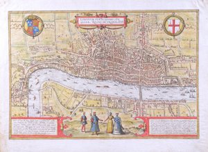 Karte von London, aus Civitates Orbis Terrarum, von Georg Braun und Frans Hogenburg, ca. 1572