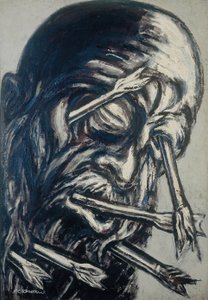 Kopf mit Pfeilen durchbohrt, aus der Serie Los teules von José Clemente Orozco