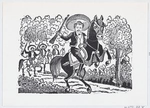 Ein revolutionärer Soldat zu Pferd mit Gewehr, Heraclio Bernal, ca. 1880-1910 von José Guadalupe Posada