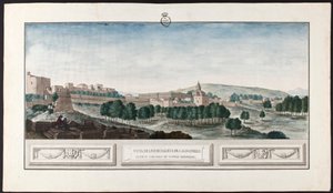 Blick auf die Alhambra von Granada vom Schloss Torres Bermejas von José de Hermosilla
