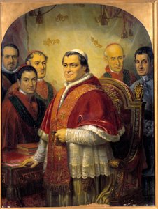 Porträt von Papst Pius IX. umgeben von seinen Kardinälen von Jose Galofre Y Coma