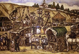 Jahrmarkt in den San Isidro Wiesen, Madrid von Jose Gutierrez Solana