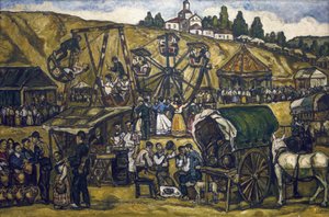 GUTIERREZ SOLANA, Jose (1886-1945). Fest auf der Wiese von San Isidro in Madrid. 1933. Öl auf Leinwand. Private Sammlung von Jose Gutierrez Solana