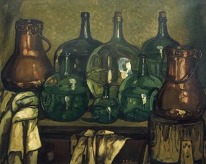 GUTIERREZ SOLANA, Jose (1886-1945). Stillleben mit Flasche. 1927. Zeitgenössische Kunst. Öl auf Leinwand. Private Sammlung