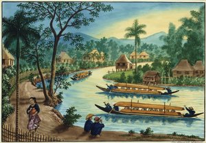 Manila und seine Umgebung: Blick nahe der Stadt Taguig am Pasig-Fluss von Jose Honorato Lozano