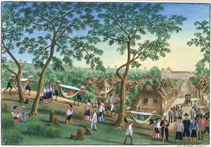 Ausflug zum Antipolo-Fest, aus "The Febus Album of Views In and Around Manila", ca. 1845 von Jose Honorato Lozano