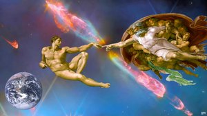 JJM-recreate: Michelangelo_Die Erschaffung Adams+JWST von Josef Johann Michel