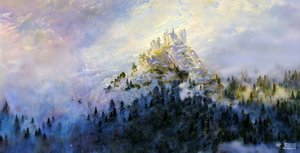 Morgennebel im Gebirg (Panorama)