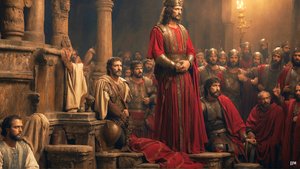 Jesus angeklagt und von Pilatus verurteilt